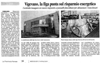 La Provincia Pavese - Aprile 2011 - Ilga punta sul risparmio energetico