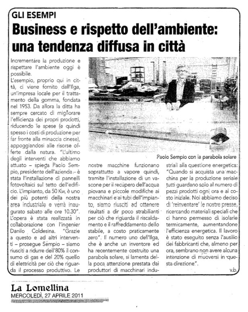 La Lomellina - Aprile 2011 - Business e rispetto dell'ambiente: una tendenza diffusa in città