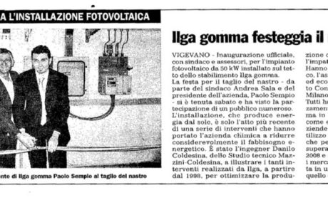 Linformatore - Maggio 2011 - Ilga Gomma festeggia il nuovo impianto - il sindaco inaugura l'installazione fotovoltaica